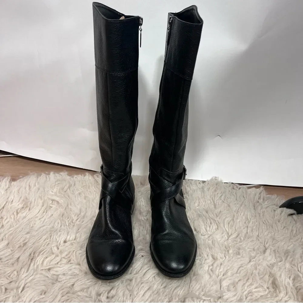 Talbots Black Leather Knee-High Riding Boots